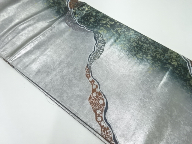 JAPANESE FUKURO OBI / WOVEN FLORAL PLANTS